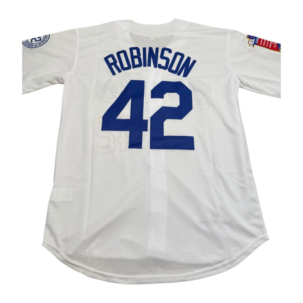 Los Angeles Brooklyn Dodgers #42 Jackie Robinson Baseball Jersey WHITE - Picture 2 of 8